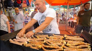 Sicilian Street Food in Palermo 🇮🇹 CRAZY Italian BBQ  HUGE Arancini in Sicily [upl. by Rubens]