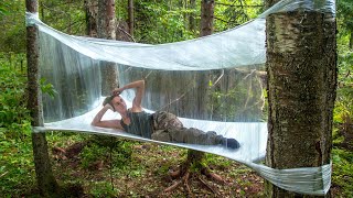 Amazing Bushcraft Tent made from Plastic Wrap [upl. by Araiek117]