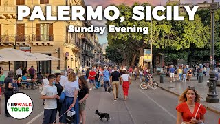 Palermo Sicily Sunday Evening Walk  4K  June 21st 2020 [upl. by Maynord]