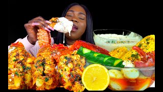 SEAFOOD BOIL MUKBANG LOBSTER TAIL MUKBANG SEAFOOD ALFREDO  CHEESE SAUCE MUKBANG [upl. by Celie733]