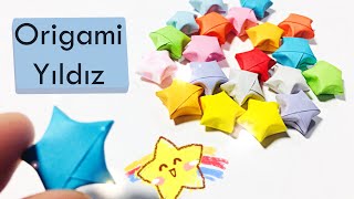 Kağıttan Küçük Yıldız Yapımı  Origami Lucky Star Tutorial How to make star [upl. by Mutz496]