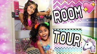 Room Tour  Mercedes amp Evangeline Pink Rainbow Bedroom  VLOG IT  GEM Sisters [upl. by Akkimat756]