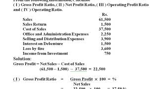 Example on Gross Profit Ratio Net Profit Ratio Operating Profit ratio Operating Ratio [upl. by Eirb]