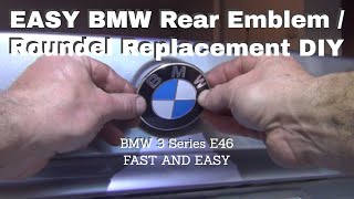 How To Replace A BMW Trunk Emblem Roundel On A BMW 3 Series Quick And Easy Installation [upl. by Ondrej]