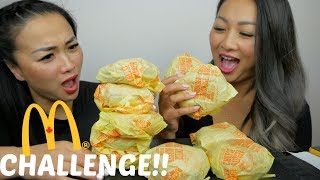 McDonalds Cheeseburger CHALLENGE Sister Mukbang  NE Lets Eat [upl. by Oinegue178]