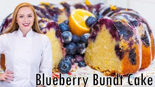 My FAVORITE Blueberry Lemon Bundt Cake Recipe Extra Blueberries [upl. by Dorreg]