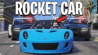 Running From Cops with Rocket Car in GTA 5 RP [upl. by Nidraj]