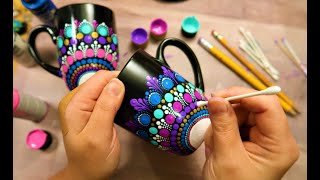 EASY Dot Mandala MUG Painting Using ONLY Qtip Toothpick Pencil  How To Lydia May [upl. by Ventre647]