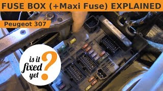 FUSE BOX incl Maxi Fuse EXPLAINED  Peugeot 307 SW [upl. by Ahseital228]