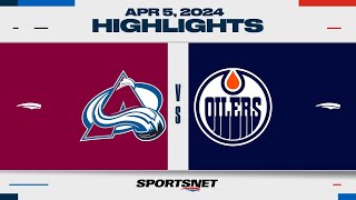 NHL Highlights  Avalanche vs Oilers  April 5 2024 [upl. by Aphrodite]