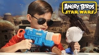 HAN SOLO LAUNCHER GUN  Angry Birds Star Wars Toy Koosh  TOTAL DESTRUCTION [upl. by Beore]