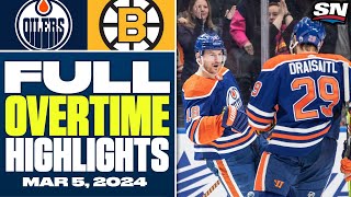 Edmonton Oilers at Boston Bruins  FULL Overtime Highlights  March 5 2024 [upl. by Yrocej]