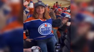 Edmonton Oilers Fan Flashes Video During NHL Playoffs [upl. by Sitelc]