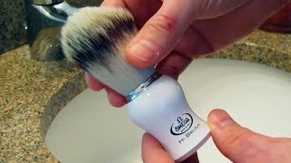 Omega Synthetic Shaving Brush Review [upl. by Naesad]