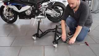 Motorcycle Rear Paddock Stand Dolly Mover II ConStands [upl. by Ahsier30]