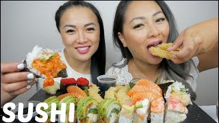 SUSHI Mukbang With SAS ASMR  NE Lets Eat [upl. by Enahs]