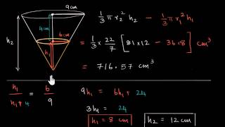 Volume of a frustum  Surface areas and volumes  Class 10 India  Math [upl. by Joon460]