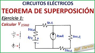 TEOREMA DE SUPERPOSICIÓN circuitos eléctricos  EJEMPLO 1 [upl. by Gladine]