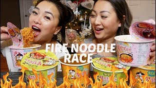 FIRE NOODLE CHALLENGE RACE  MUKBANG  NE Lets Eat [upl. by Swan699]