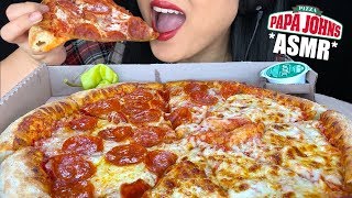 ASMR EATING CHEESY PEPPERONI PIZZA Eating Sounds  Papa John Pizza  No Talking ASMR Phan [upl. by Tanberg]