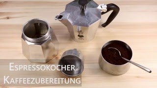 Kaffeezubereitung mit dem Espressokocher  Mokakanne [upl. by Einal737]