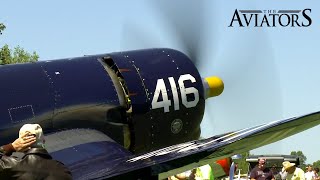 The spectacular sound of a Vought F4U Corsair Startup Takeoff Flyby [upl. by Gaulin]