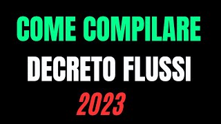 COME COMPILARE LE DOMANDE DI DECRETO FLUSSI 2024 [upl. by Weinstein]