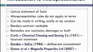 Misrepresentation Lecture 1 of 4 [upl. by Asetal750]