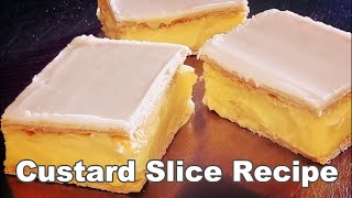 Custard slices How to Recipe  demo at Crazy Baker Bakery [upl. by Mackler]