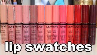 My NYX Butter Glosses  Lip Swatches [upl. by Adnuhsat949]