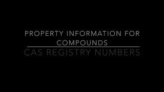 CAS Registry Number Tutorial [upl. by Aneladgam]