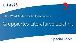 Citavi 6 Word Addin Gruppiertes Literaturverzeichnis 32 [upl. by Justine311]