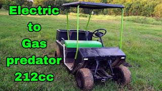 Electric to gas golf cart conversion using a predator 212 in an ezgo marathon [upl. by Ennazor990]