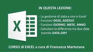 EXCEL tutorial 7I  Data e ora  anche DATADIFF [upl. by Harvey641]