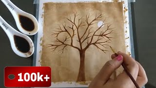 Easy coffee painting for beginner  Simple coffee Art [upl. by Hauge]