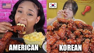 AMERICAN VS KOREAN MUKBANGERS [upl. by Aihsemot]